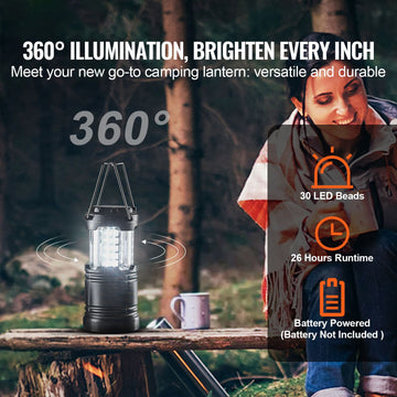 LED Camping Lanterns Collapsible Battery Powered Flashlights Set of 4 - 0