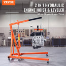 VEVOR Hydraulic Engine Hoist with Lever, 2000KG Heavy-duty Cherry Picker Shop Crane, Foldable Engine Crane and Engine Hoist leveler for Auto Repair, Motors, Weights Lifting, Loading-2