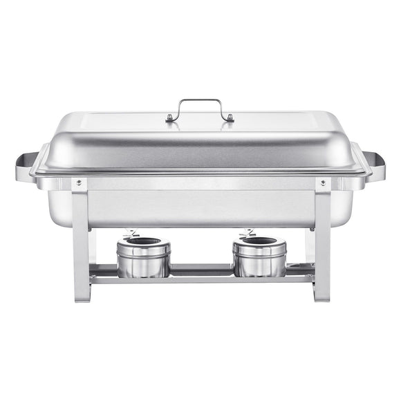 8 Qt 6 Pack Rectangle Chafing Dish Buffet Set Fullsize Pan Stainless Steel