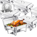 VEVOR 8 Qt 6 Pack Rectangle Chafing Dish Buffet Set Fullsize Pan Stainless Steel-1