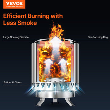 VEVOR Tabletop Fire Pit 6 inch Stainless Steel Fireplace Indoor Outdoor Black - 0