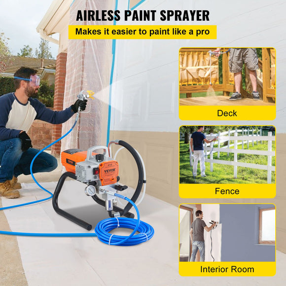 VEVOR High Pressure Airless Wall Paint Spray Gun Sprayer 600W Machine Spraying