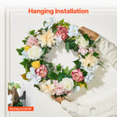 VEVOR Artificial Decorative Wreath 60.96 cm White Pink Yellow Peonies Hydrangeas-6