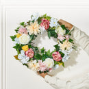 VEVOR Artificial Decorative Wreath 60.96 cm White Pink Yellow Peonies Hydrangeas-8