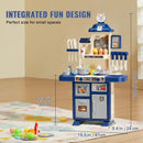 VEVOR Kitchen Playset Kids Pretend Cooking Play Toy 48 Piece Accessories Blue-3
