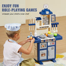 VEVOR Kitchen Playset Kids Pretend Cooking Play Toy 48 Piece Accessories Blue-6