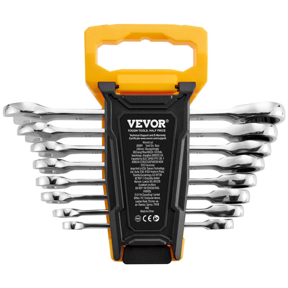 VEVOR Combination Wrench Set 8-Piece Metric 8 mm to 19 mm with Organizer Rack