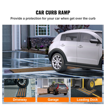 Curb Ramp, 2 Pack, 6.5 cm Rise, Rubber Driveway Ramps, Heavy Duty 15 tons Weight Capacity Threshold Ramp, Curbside Bridge Ramps for Loading Dock Garage Sidewalk, Expandable Full Ramp Set - 0