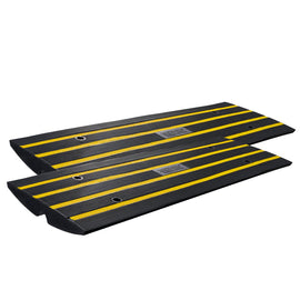 VEVOR Curb Ramp, 2 Pack, 6.5 cm Rise, Rubber Driveway Ramps, Heavy Duty 15 tons Weight Capacity Threshold Ramp, Curbside Bridge Ramps for Loading Dock Garage Sidewalk, Expandable Full Ramp Set