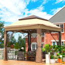 VEVOR Outdoor Canopy Gazebo Tent, Portable Canopy Shelter with 11\'x11\' Large Shade Space for Party, Backyard, Patio Lawn and Garden, 4 Sandbags, Carrying Bag and Netting Included, Brown-8