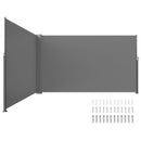 Retractable Side Awning, 160X600cm Aluminum Outdoor Privacy Screen, 280g Polyester Water-proof Retractable Patio Screen, UV 30+ Room Divider Wind Screen for Patio, Backyard, Balcony, Gray-9