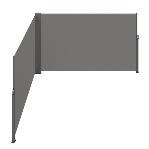 Retractable Side Awning, 160X600cm Aluminum Outdoor Privacy Screen, 280g Polyester Water-proof Retractable Patio Screen, UV 30+ Room Divider Wind Screen for Patio, Backyard, Balcony, Gray