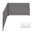 Retractable Side Awning, 180X600cm Aluminum Outdoor Privacy Screen, 280g Polyester Water-proof Retractable Patio Screen, UV 30+ Room Divider Wind Screen for Patio, Backyard, Balcony, Gray-1