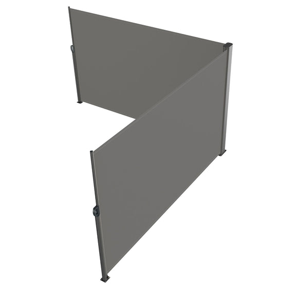 Retractable Side Awning, 180X600cm Aluminum Outdoor Privacy Screen, 280g Polyester Water-proof Retractable Patio Screen, UV 30+ Room Divider Wind Screen for Patio, Backyard, Balcony, Gray