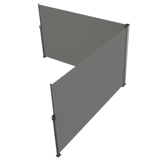 VEVOR Retractable Side Awning, 180X600cm Aluminum Outdoor Privacy Screen, 280g Polyester Water-proof Retractable Patio Screen, UV 30+ Room Divider Wind Screen for Patio, Backyard, Balcony, Gray