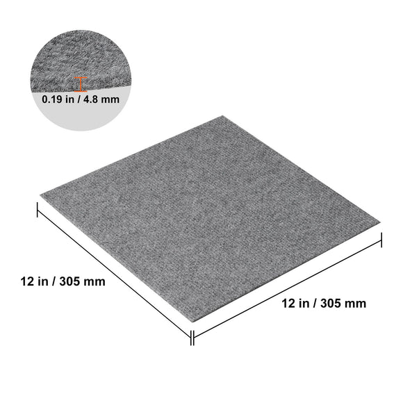 Carpet Tiles Peel and Stick, Squares Self Adhesive Carpet Floor Tile, Soft Padded Carpet Tiles, Easy Install DIY for Bedroom Living Room Indoor Outdoor (12 Tiles, Light Gray)