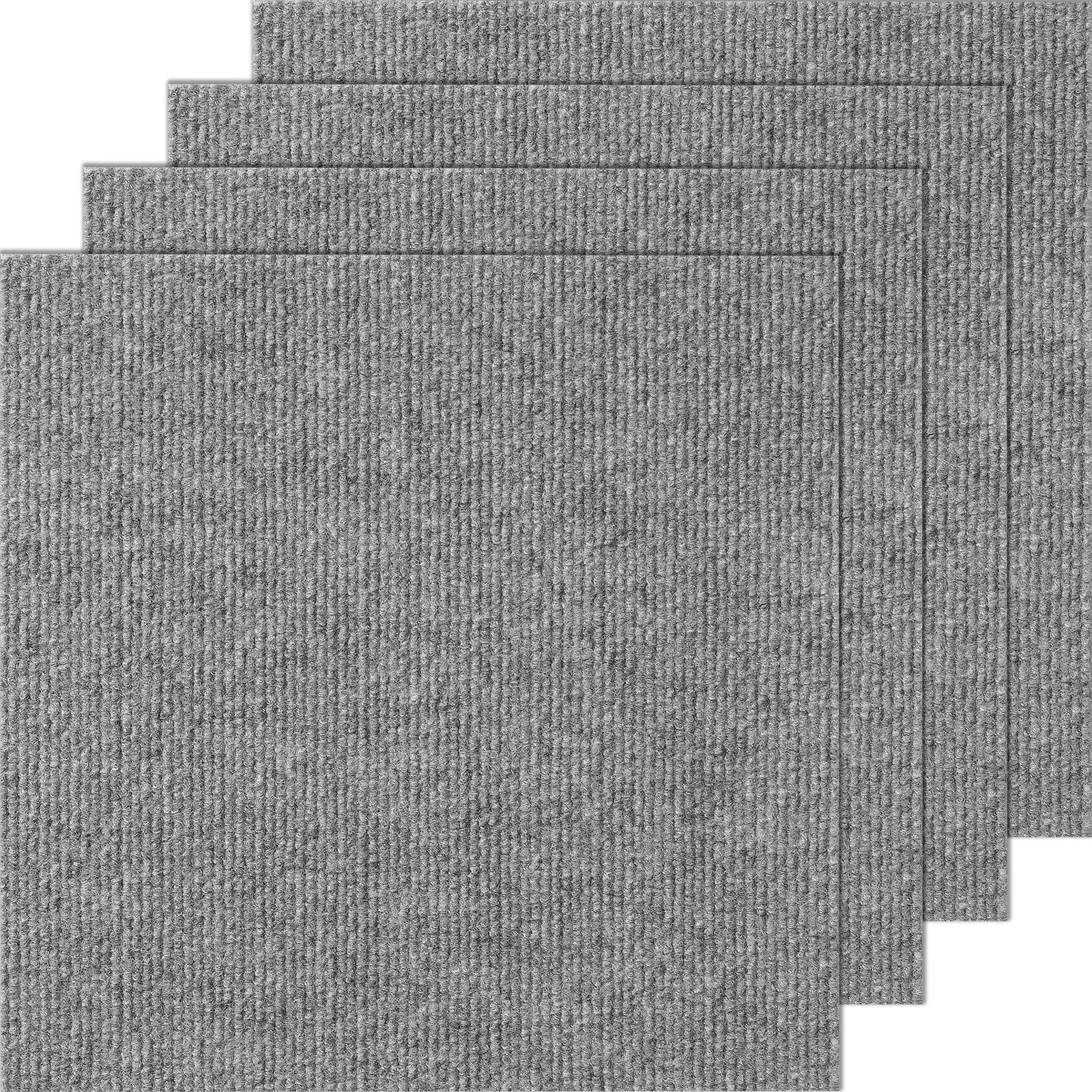 VEVOR Carpet Tiles Peel and Stick, Squares Self Adhesive Carpet Floor Tile, Soft Padded Carpet Tiles, Easy Install DIY for Bedroom Living Room Indoor Outdoor (12 Tiles, Light Gray)