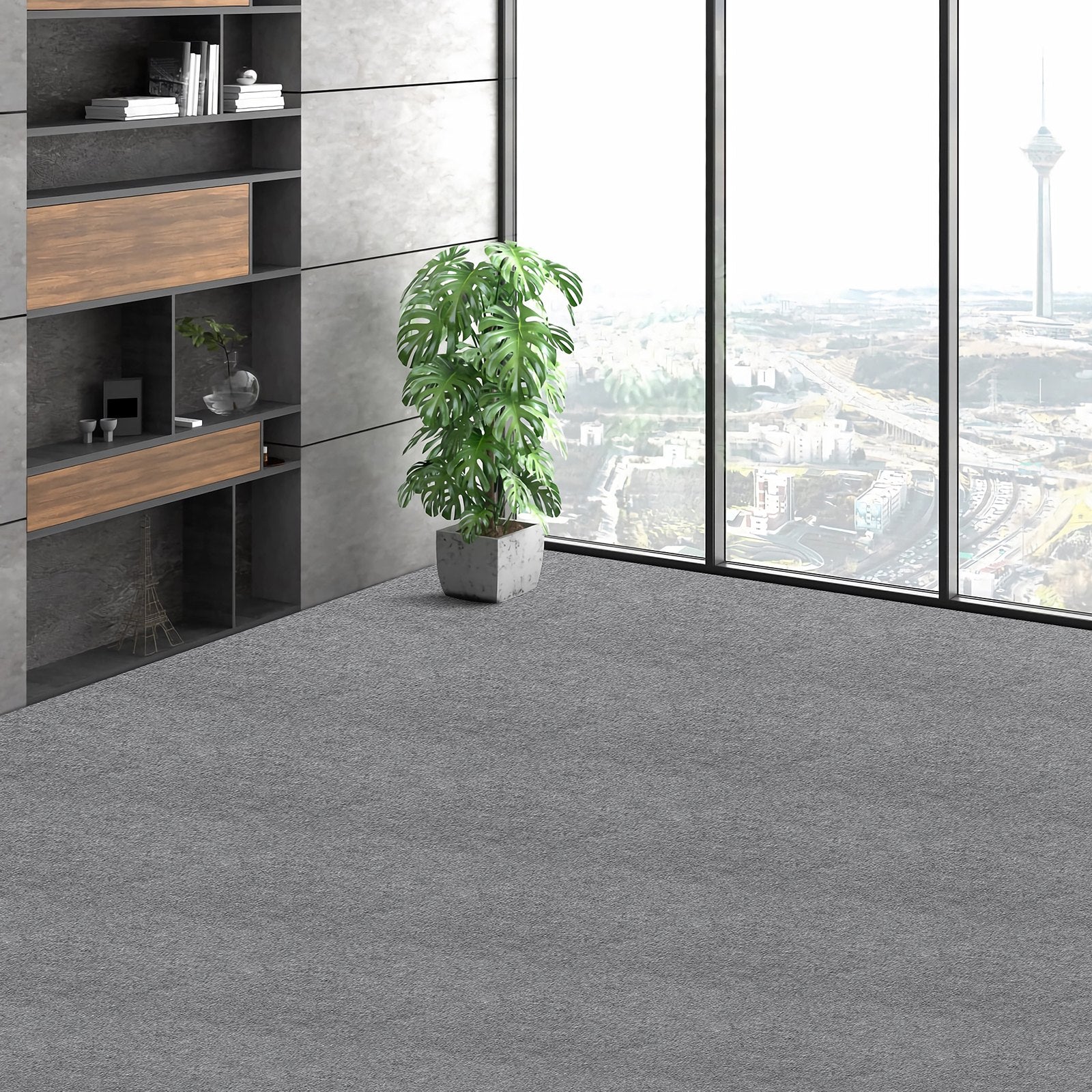 VEVOR Carpet Tiles Peel and Stick, Squares Self Adhesive Carpet Floor Tile, Soft Padded Carpet Tiles, Easy Install DIY for Bedroom Living Room Indoor Outdoor (12 Tiles, Light Gray)
