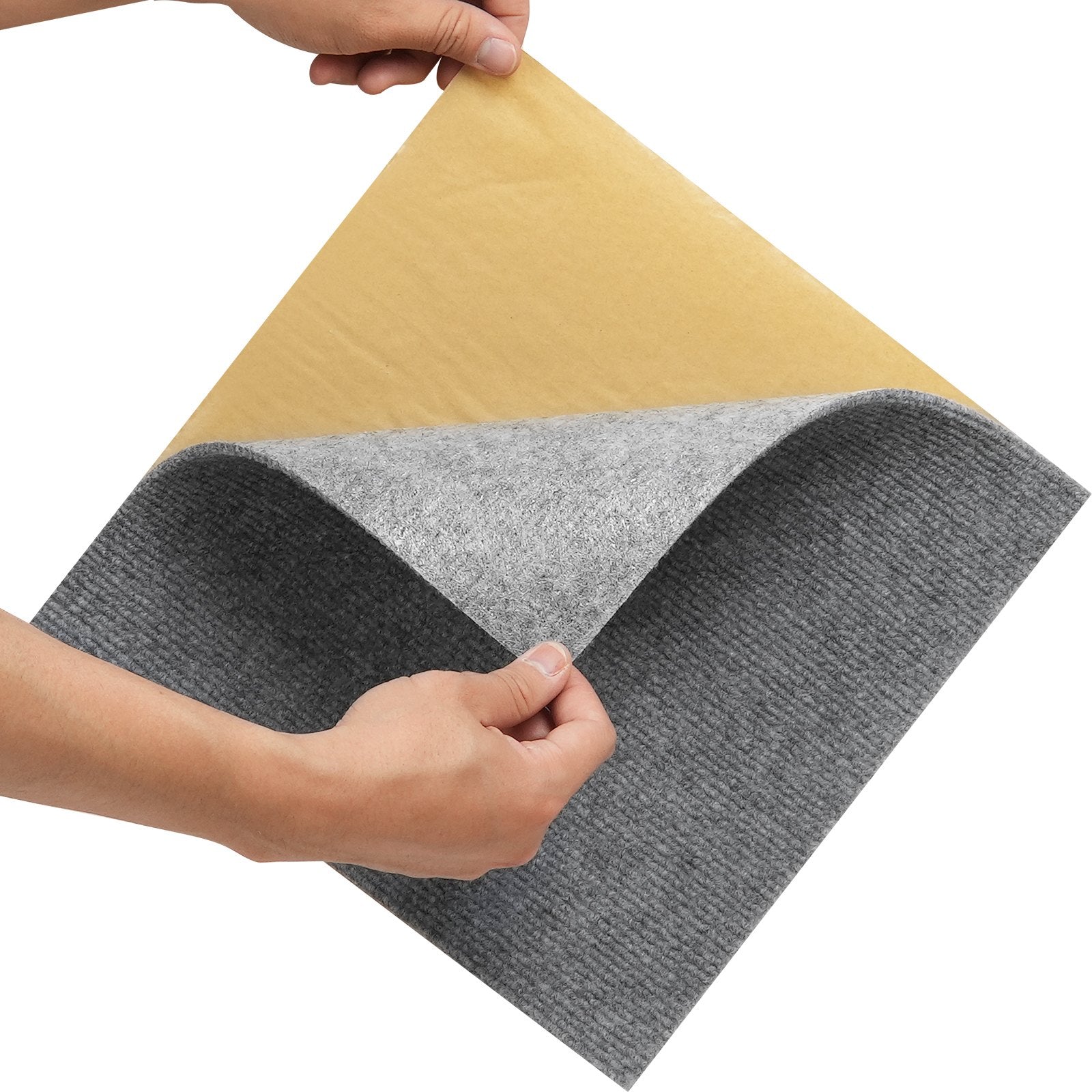 VEVOR Carpet Tiles Peel and Stick, Squares Self Adhesive Carpet Floor Tile, Soft Padded Carpet Tiles, Easy Install DIY for Bedroom Living Room Indoor Outdoor (12 Tiles, Light Gray)