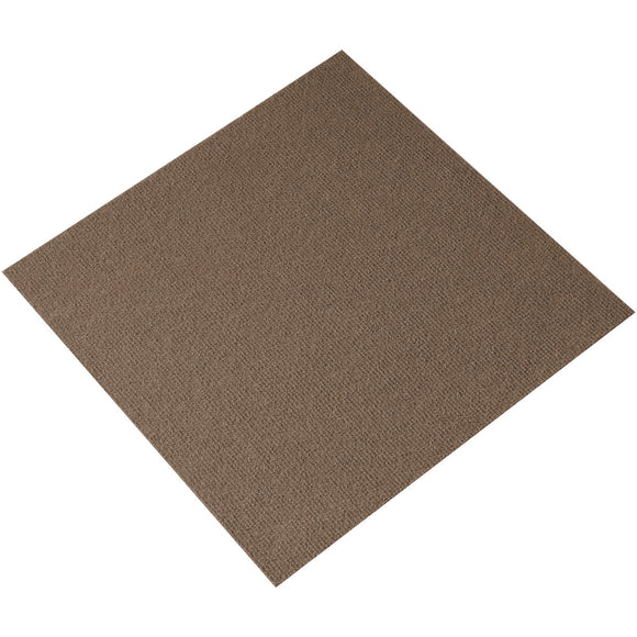 Carpet Tiles Peel and Stick, Squares Self Adhesive Carpet Floor Tile, Soft Padded Carpet Tiles, Easy Install DIY for Bedroom Living Room Indoor Outdoor (10 Tiles, Dark Brown)