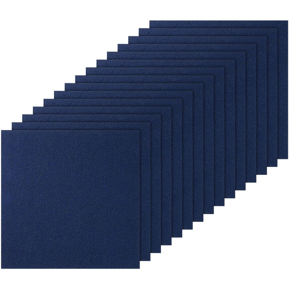 Carpet Tiles Peel and Stick, Squares Self Adhesive Carpet Floor Tile, Soft Padded Carpet Tiles, Easy Install DIY for Bedroom Living Room Indoor Outdoor (15Tiles, Dark Blue)