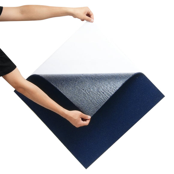 VEVOR Carpet Tiles Peel and Stick, Squares Self Adhesive Carpet Floor Tile, Soft Padded Carpet Tiles, Easy Install DIY for Bedroom Living Room Indoor Outdoor (15Tiles, Dark Blue)