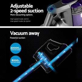 Devanti Stick Vacuum Cleaner Bagless Cordless 150W Purple - 0