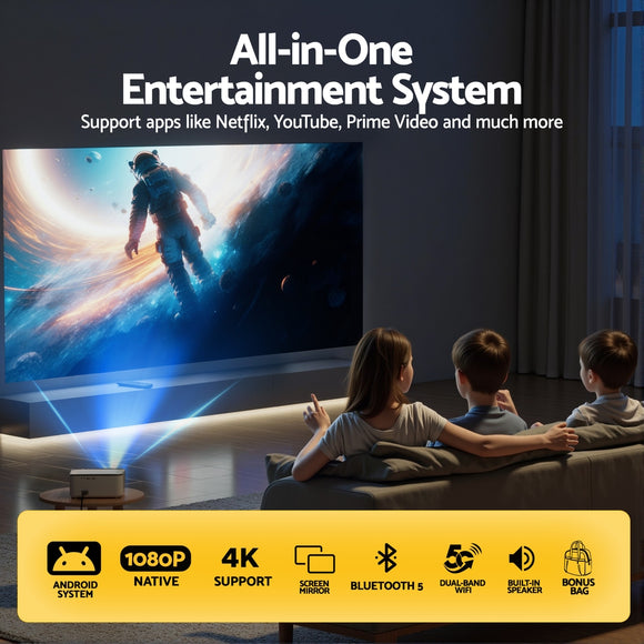 Devanti Video Project 4K 1080P Android 5G Wifi Home Cinema