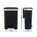 Artiss Rubbish Bin 51L Kitchen Pedal Soft Close Lid Liner Pocket Black-3