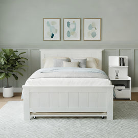 Artiss King Single Bed Frame and Bedside Table White