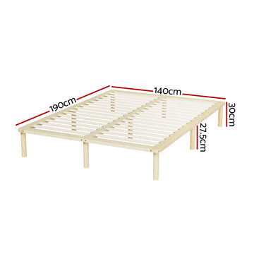 Artiss Bed Frame Double Size Wooden Base Mattress Platform Timber Pine AMBA - 0