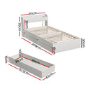 Artiss Bed Frame Single Size Mattress Base wtih Charging Ports 2 Storage Drawers-2