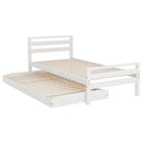 Artiss Bed Frame Single Size 2-in-1 Trundle Wooden White AVIS-1