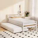 Artiss Bed Frame Single Size 2-in-1 Trundle Wooden White AVIS-7