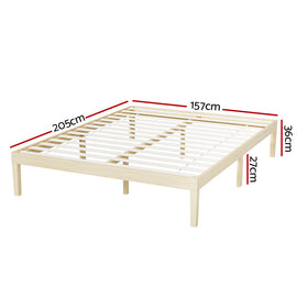 Artiss Bed Frame Queen Size Wooden Base Mattress Platform Timber Pine BRUNO - 0