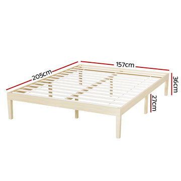 Artiss Bed Frame Queen Size Wooden Base Mattress Platform Timber Pine BRUNO - 0