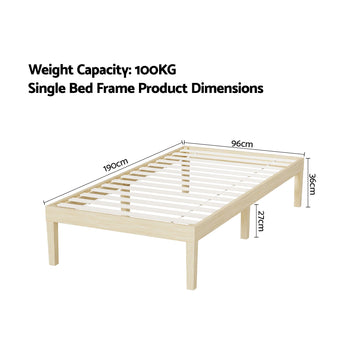 Artiss Bed Frame Single Size Wooden Base Mattress Platform Timber Pine BRUNO - 0