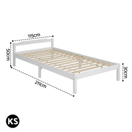 Artiss Bed Frame King Single Size Wooden White LEXI - 0