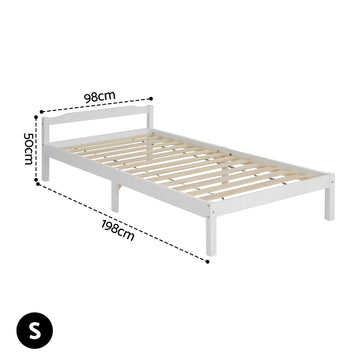 Artiss Bed Frame Single Size Wooden White LEXI - 0