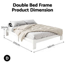Artiss Bed Frame Double Size Wooden White JADE-3