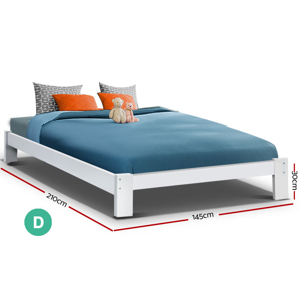 Artiss Bed Frame Double Size Wooden White JADE - 0