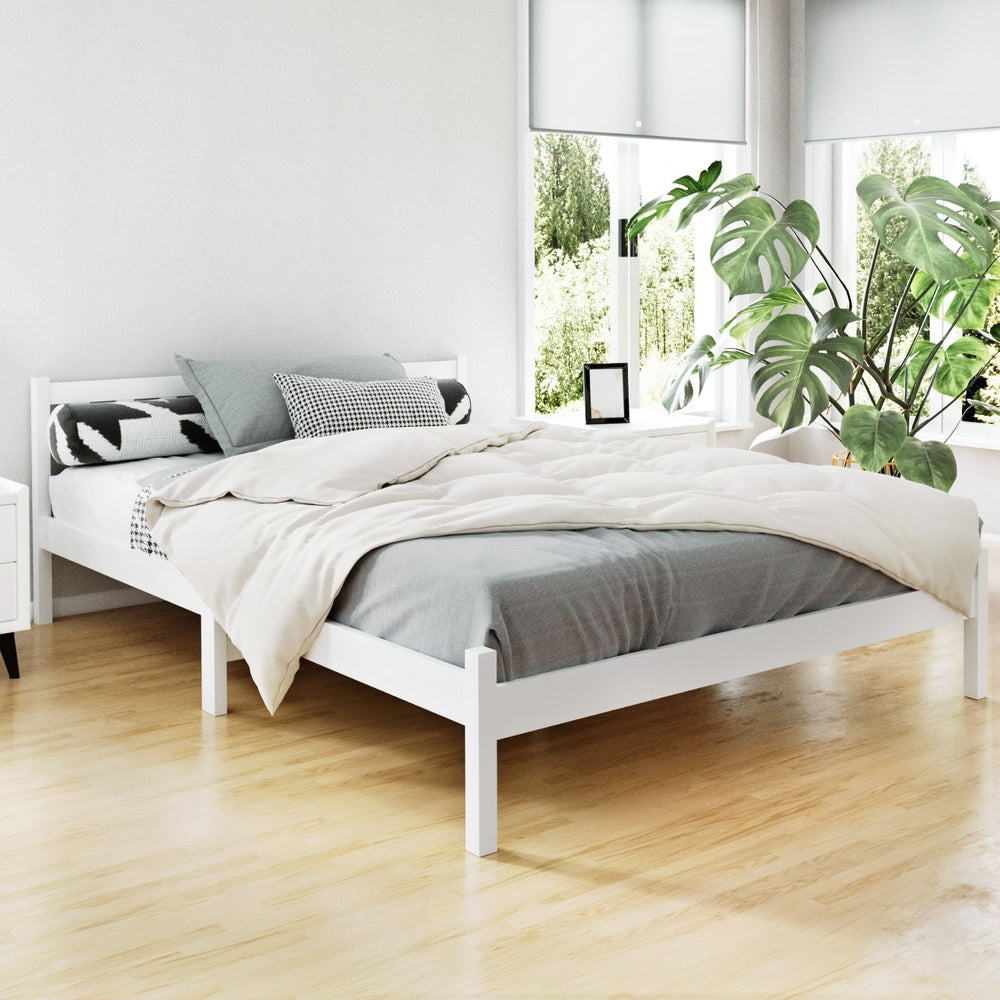 Artiss Double Full Size Wooden Bed Frame SOFIE Pine Timber Mattress Base Bedroom - 0