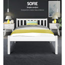 Artiss Bed Frame King Single Size Wooden White SOFIE-4