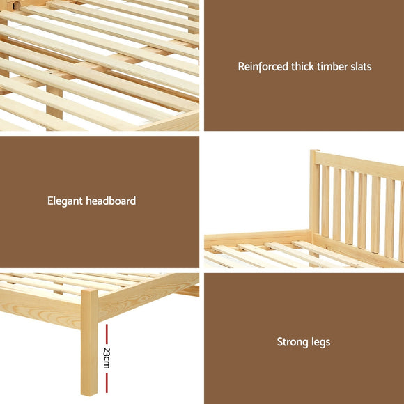 Artiss Bed Frame Single Size Wooden Oak SOFIE