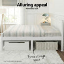 Double Size Wooden Bed Frame - White-7