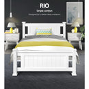King Single Wooden Bed Frame - White-4