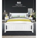 Artiss Bed Frame Queen Size Wooden White RIO-4