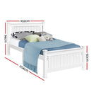 Single Size Wooden Bed Frame - White-3