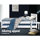 Artiss Bed Frame King Single Size Wooden Trundle Daybed White ELVIS-5