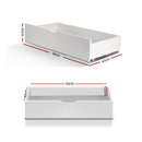 Artiss Set of 2 Bed Frame Storage Drawers Timber Trundle for Wooden Bed Frame Base White-2
